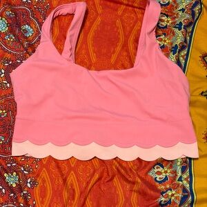 Pink Scalloped Hem sports bra